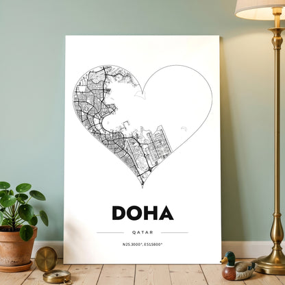 Doha Heart Map Poster