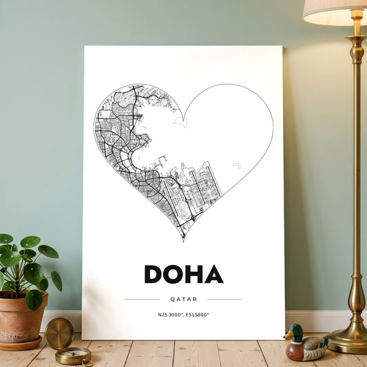 Doha Heart Map Poster