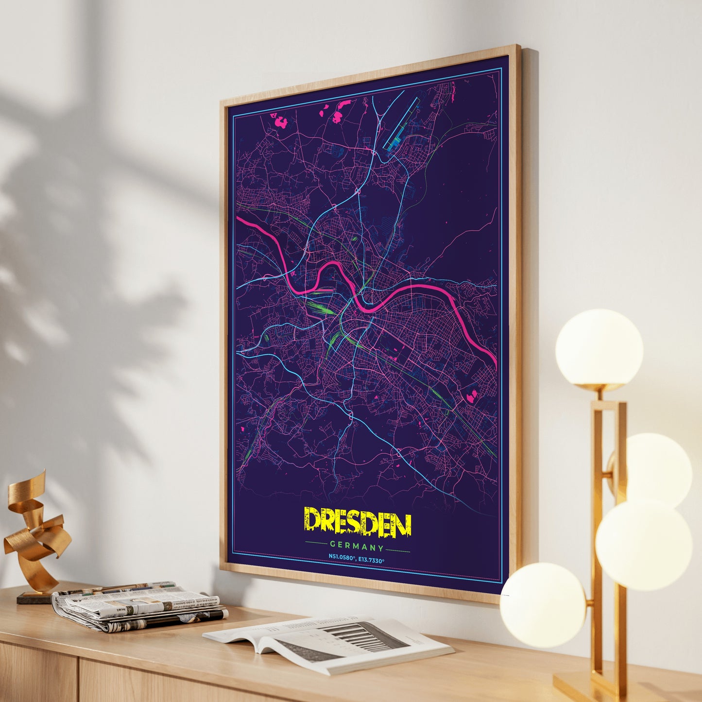 Dresden Cyberpunk Map Poster