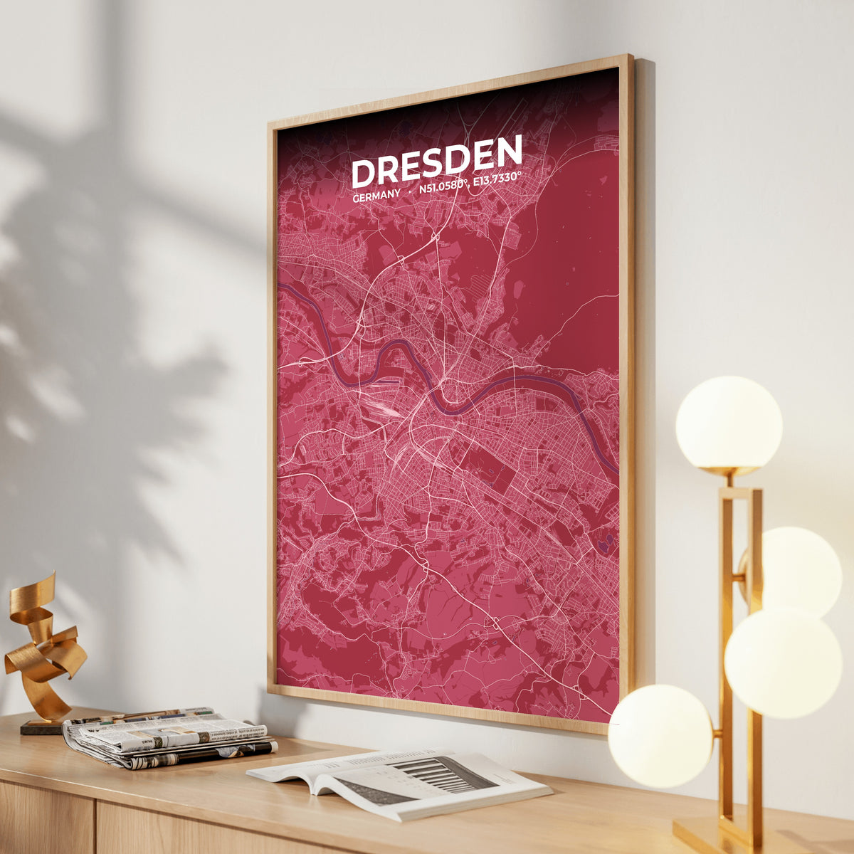 Dresden Scarlet Map Poster