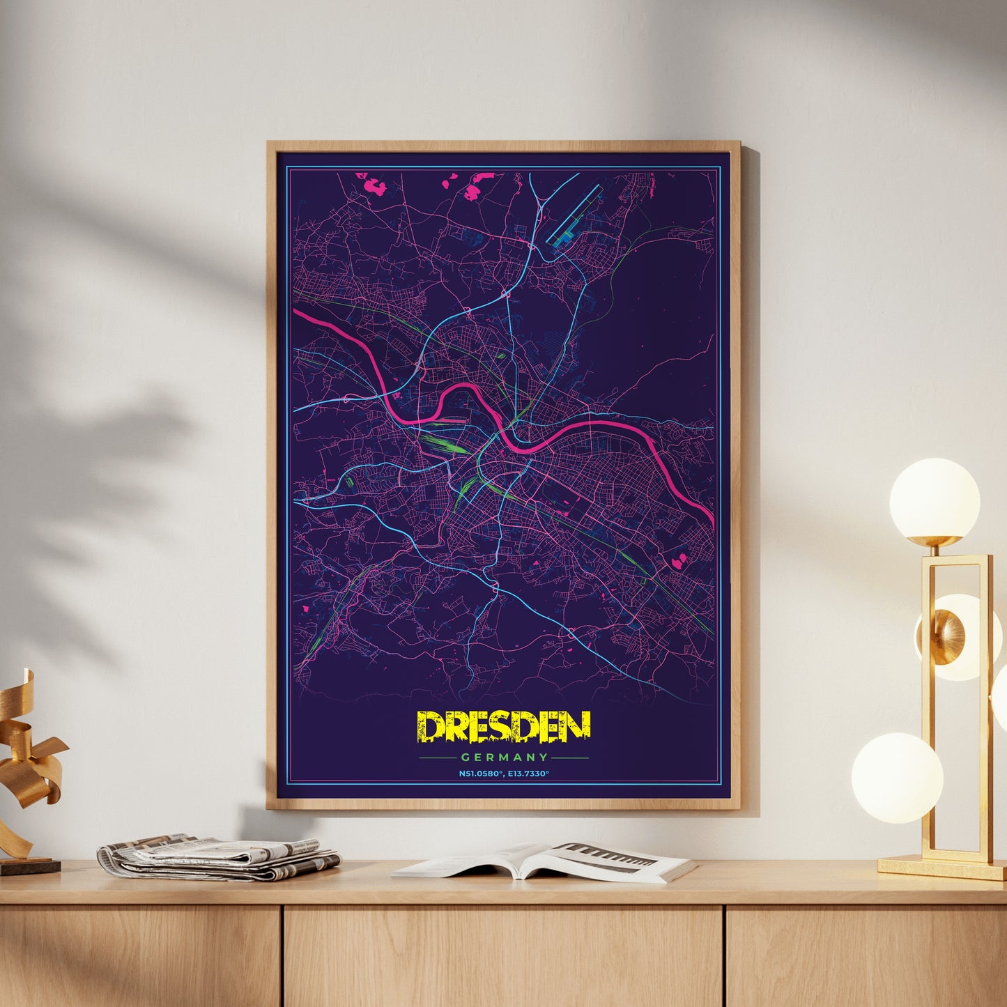 Dresden Cyberpunk Map Poster