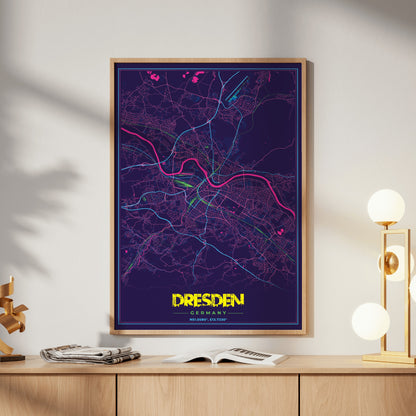 Dresden Cyberpunk Map Poster