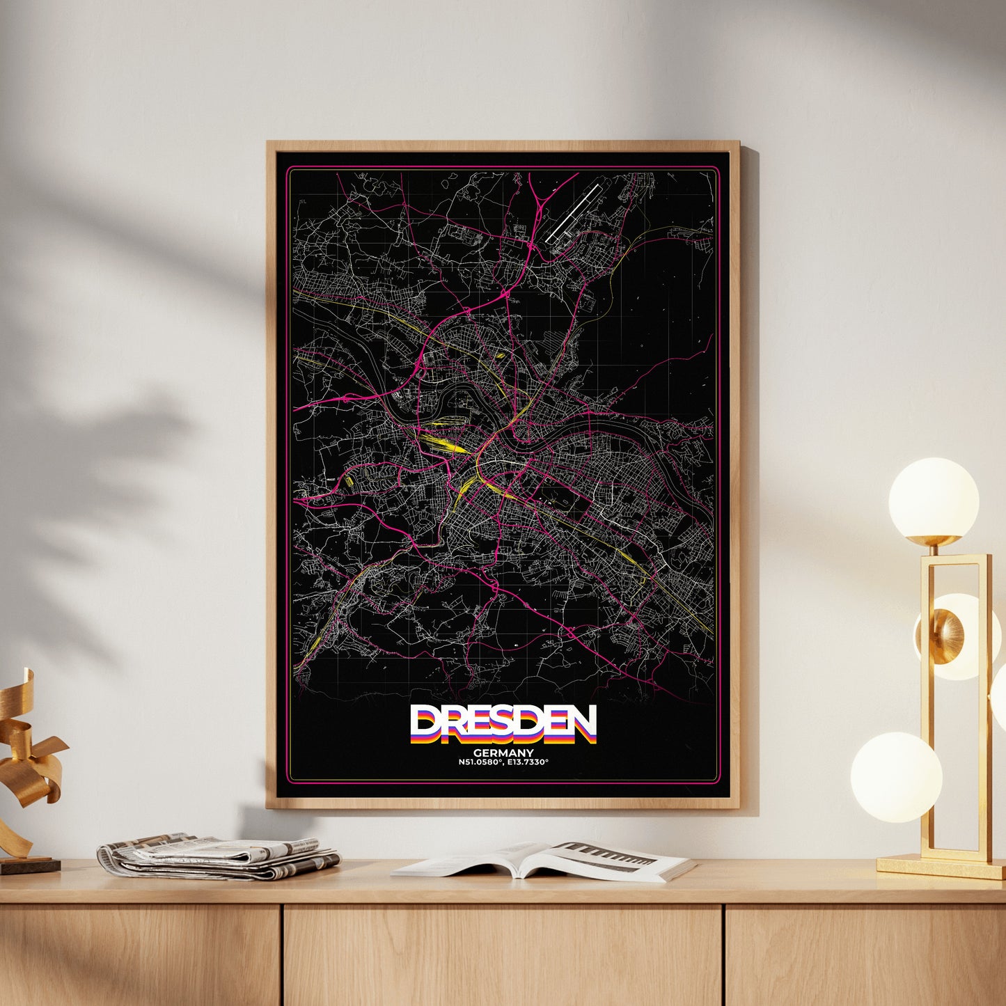 Dresden Retro Map Poster