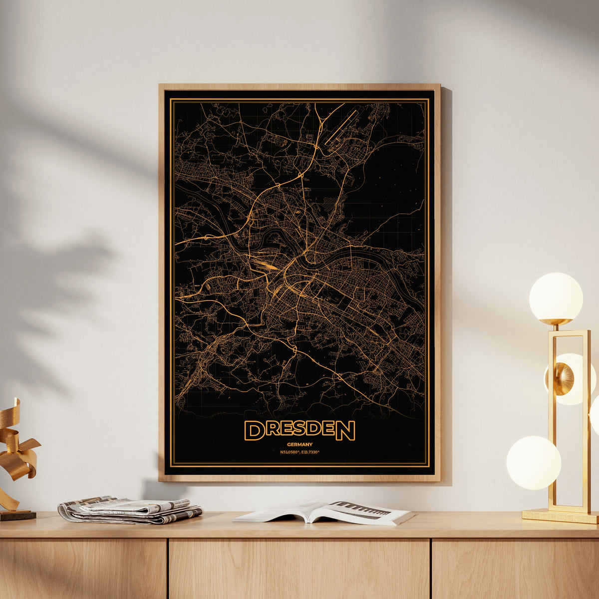 Dresden Phosphor Map Poster - Amber CRT