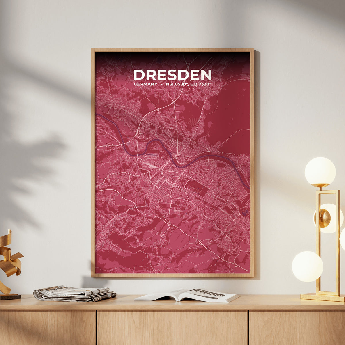 Dresden Scarlet Map Poster