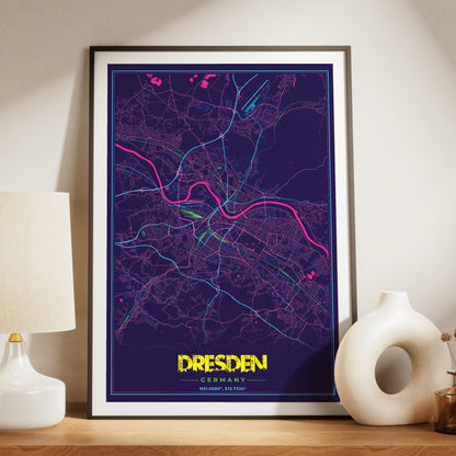 Dresden Cyberpunk Map Poster