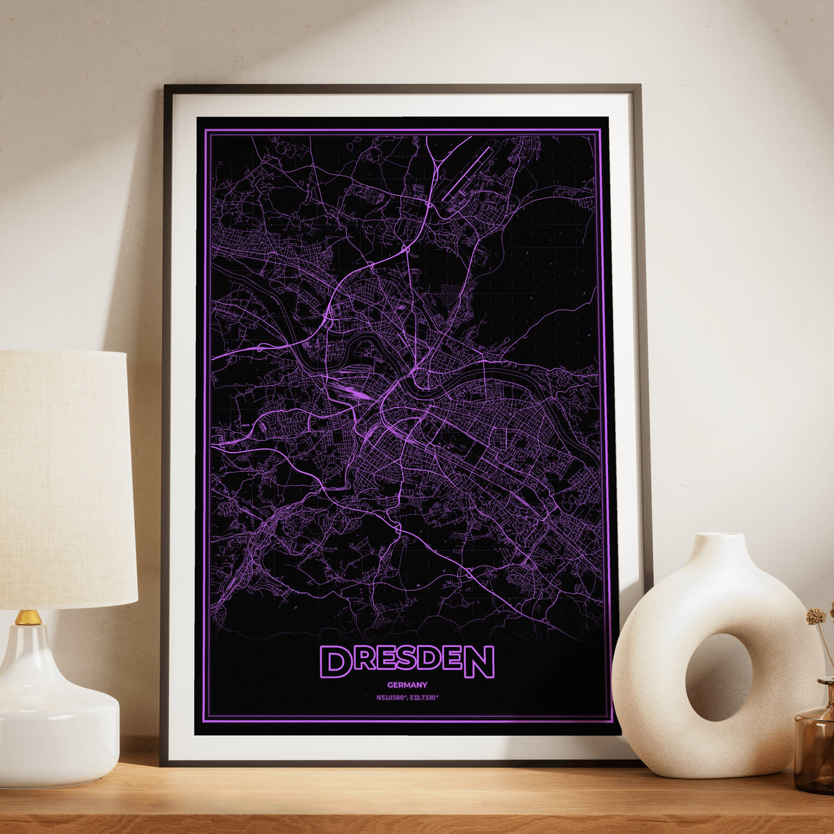 Dresden Phosphor Map Poster - EGA Violet