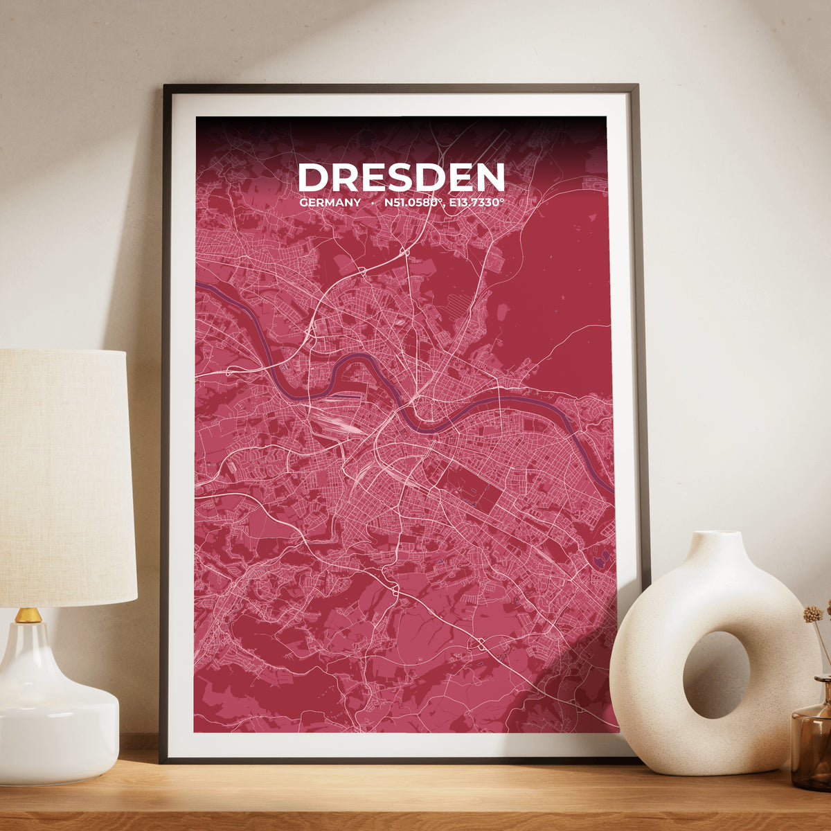 Dresden Scarlet Map Poster