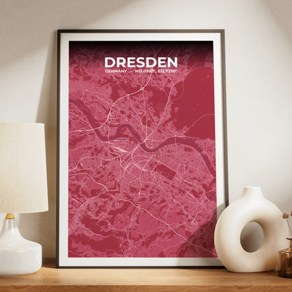 Dresden Scarlet Map Poster