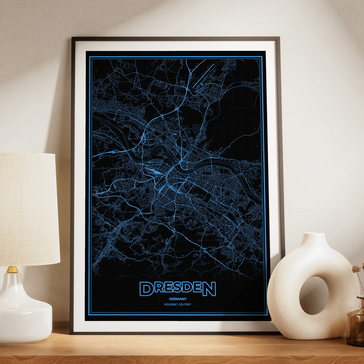 Dresden Phosphor Map Poster - IBM Blue