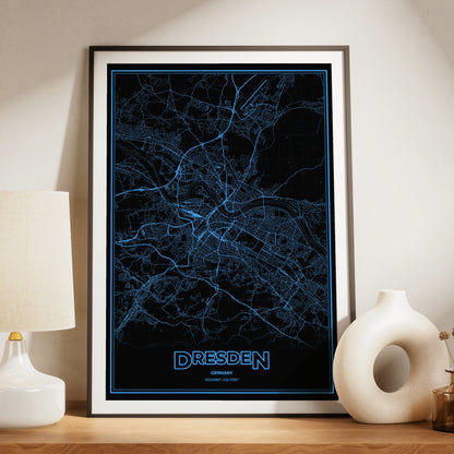Dresden Phosphor Map Poster - IBM Blue