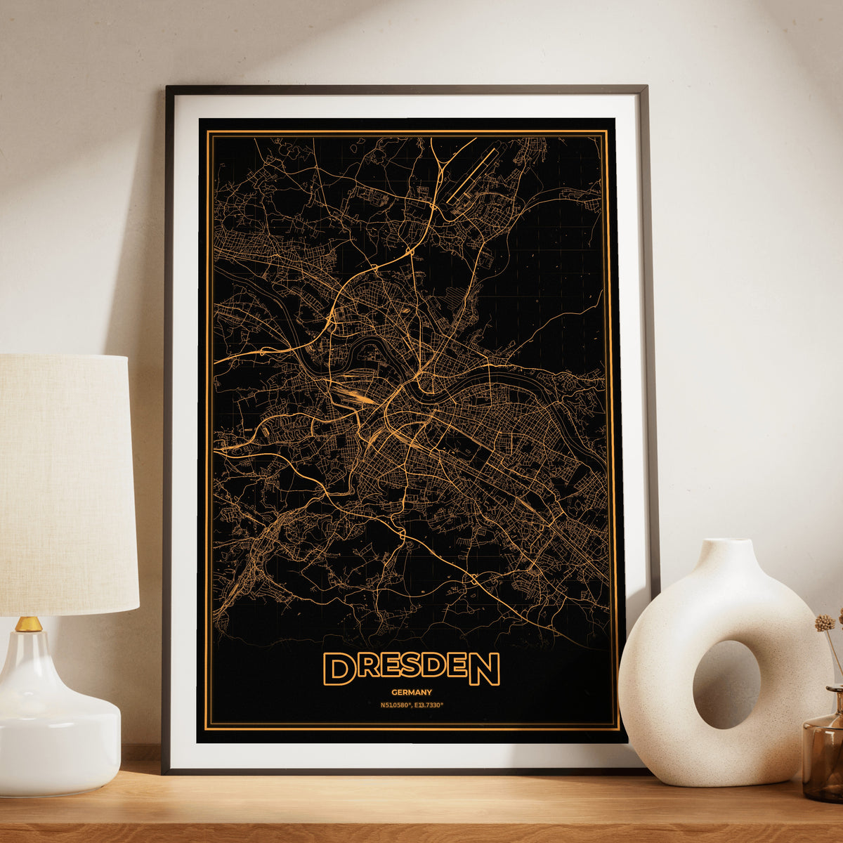 Dresden Phosphor Map Poster - Amber CRT