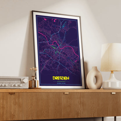 Dresden Cyberpunk Map Poster