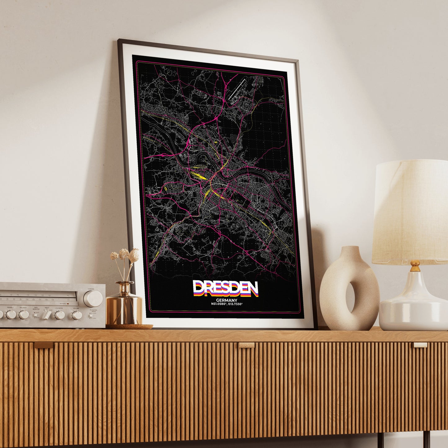 Dresden Retro Map Poster