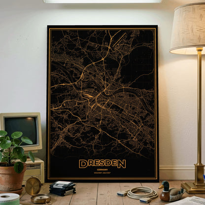 Dresden Phosphor Map Poster - Amber CRT