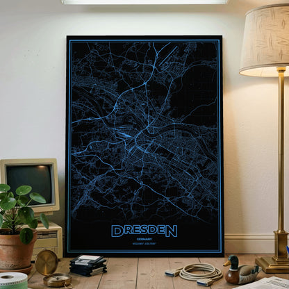 Dresden Phosphor Map Poster - IBM Blue