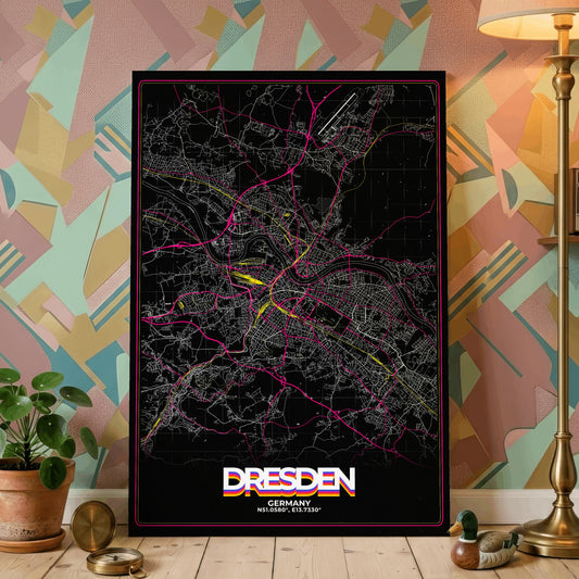 Dresden Retro Map Poster