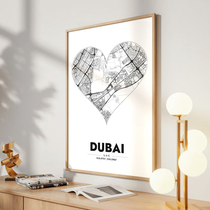 Dubai Heart Map Poster