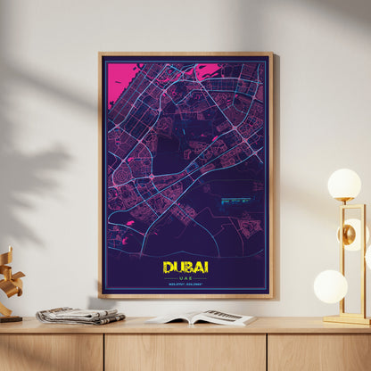 Dubai Cyberpunk Map Poster