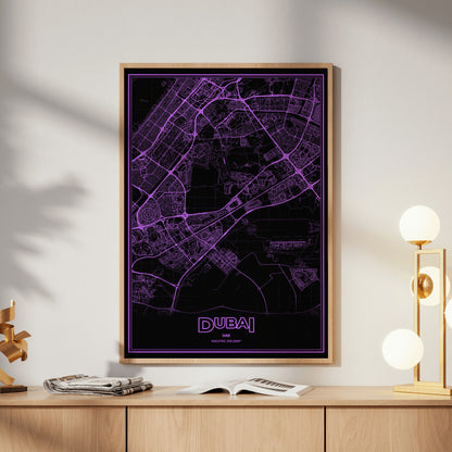 Dubai Phosphor Map Poster - EGA Violet