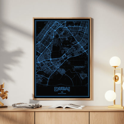 Dubai Phosphor Map Poster - IBM Blue