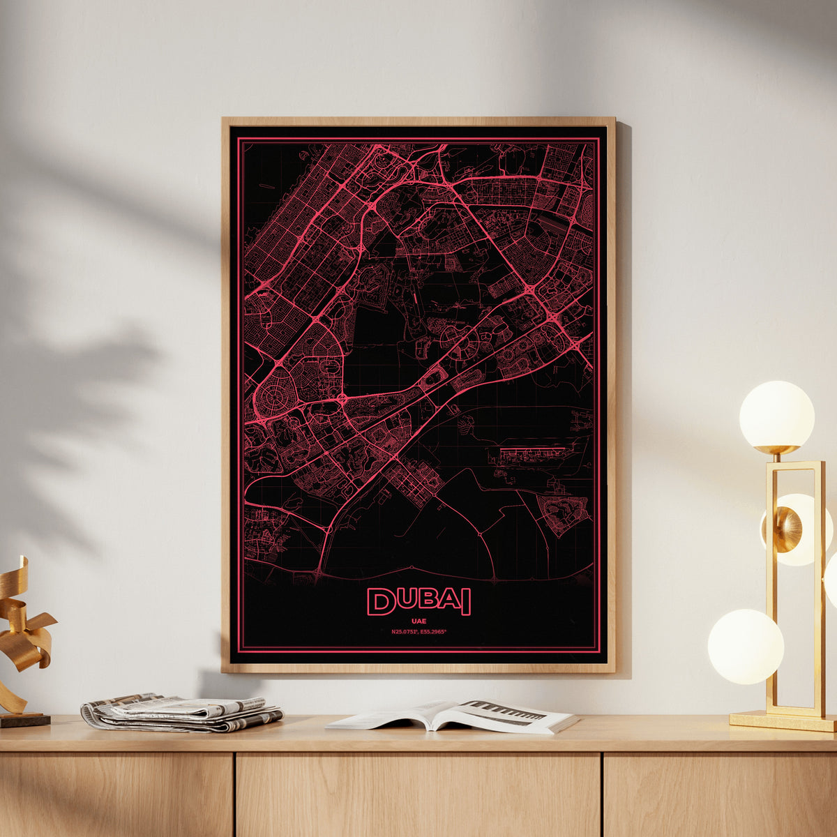Dubai Phosphor Map Poster - System Alert