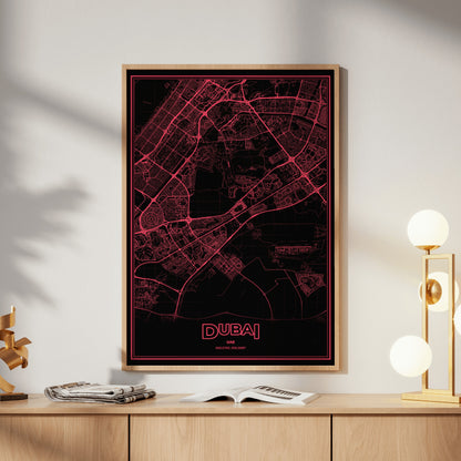 Dubai Phosphor Map Poster - System Alert