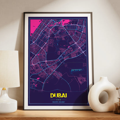 Dubai Cyberpunk Map Poster