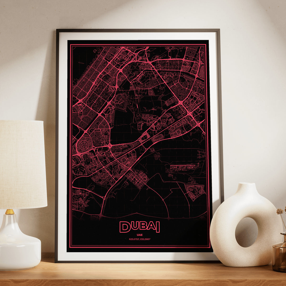 Dubai Phosphor Map Poster - System Alert