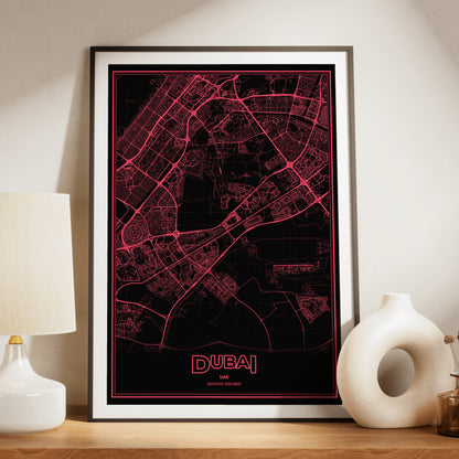 Dubai Phosphor Map Poster - System Alert