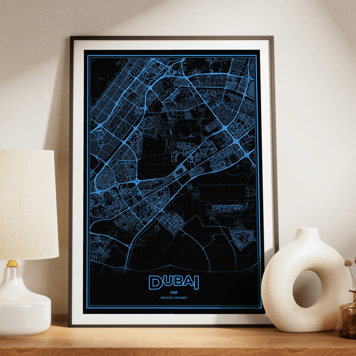 Dubai Phosphor Map Poster - IBM Blue