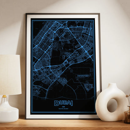 Dubai Phosphor Map Poster - IBM Blue