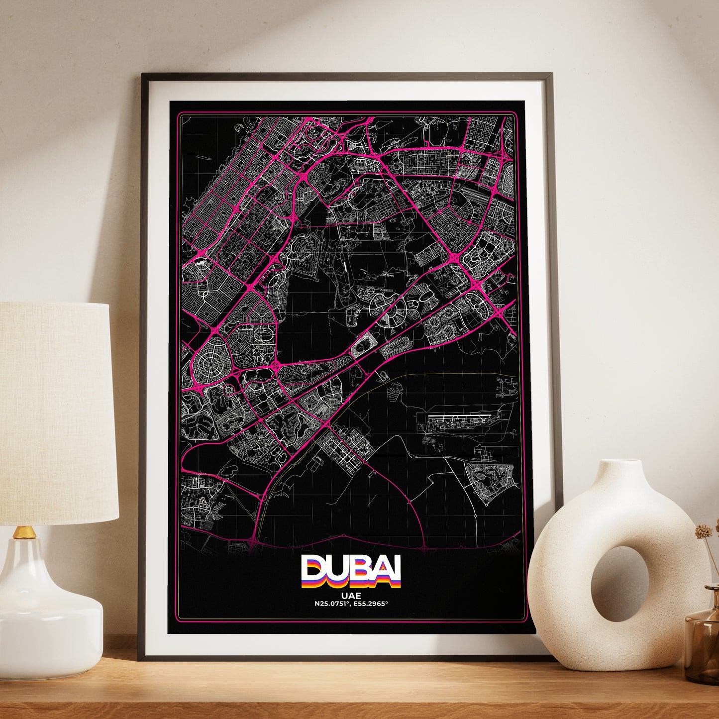Dubai Retro Map Poster