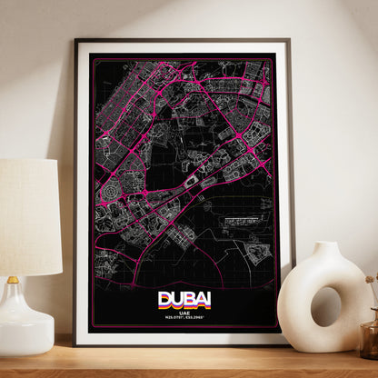 Dubai Retro Map Poster