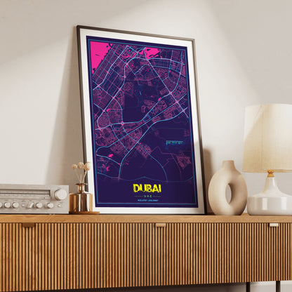 Dubai Cyberpunk Map Poster