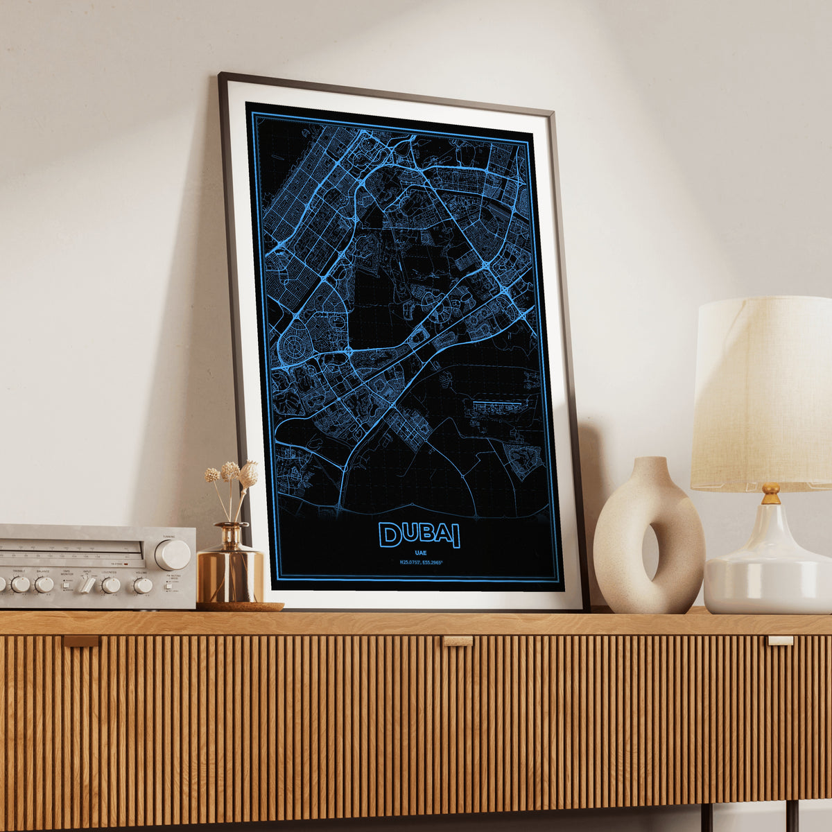 Dubai Phosphor Map Poster - IBM Blue