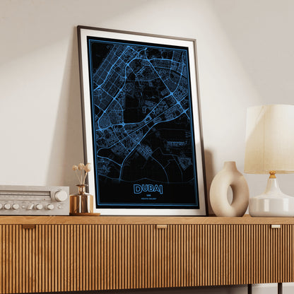 Dubai Phosphor Map Poster - IBM Blue