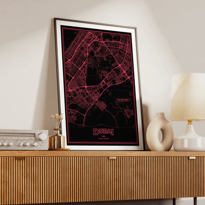 Dubai Phosphor Map Poster - System Alert