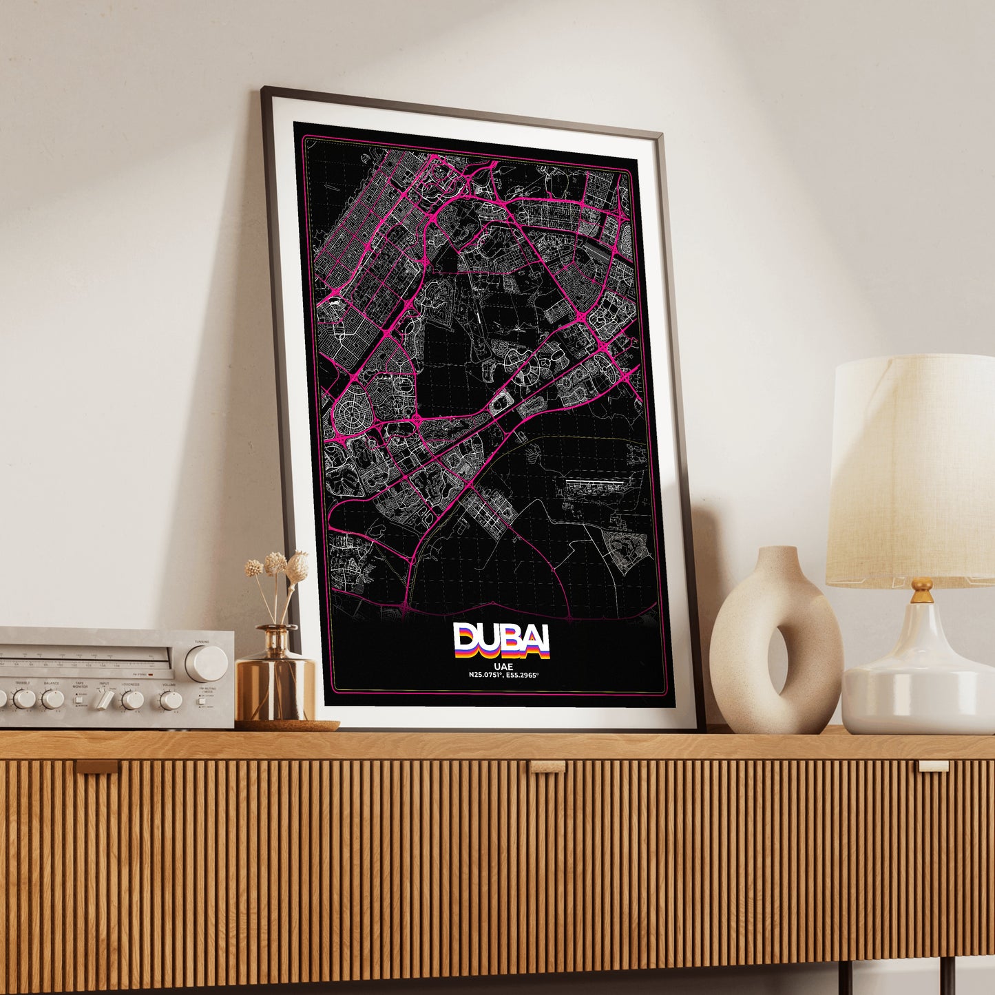 Dubai Retro Map Poster