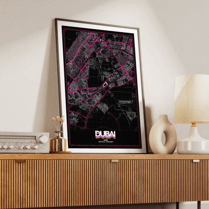 Dubai Retro Map Poster