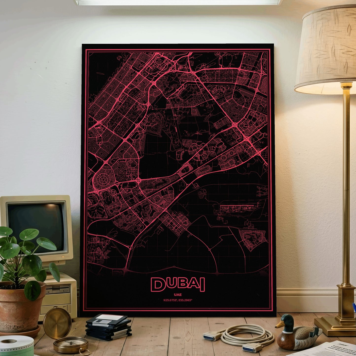 Dubai Phosphor Map Poster - System Alert