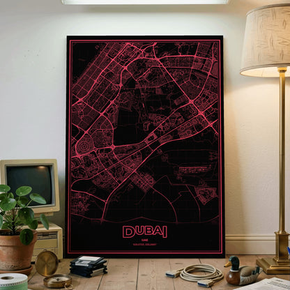 Dubai Phosphor Map Poster - System Alert