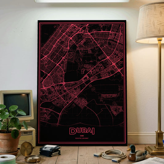 Dubai Phosphor Map Poster - System Alert