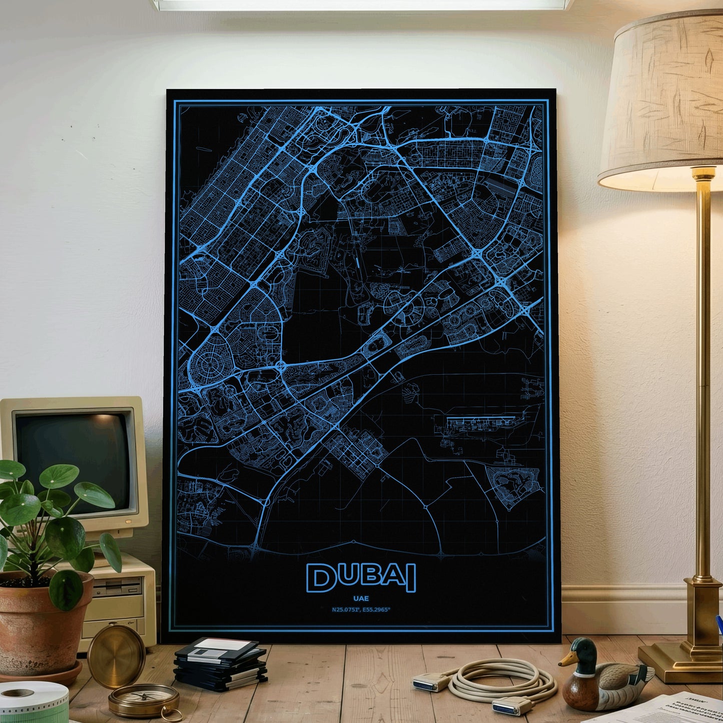 Dubai Phosphor Map Poster - IBM Blue