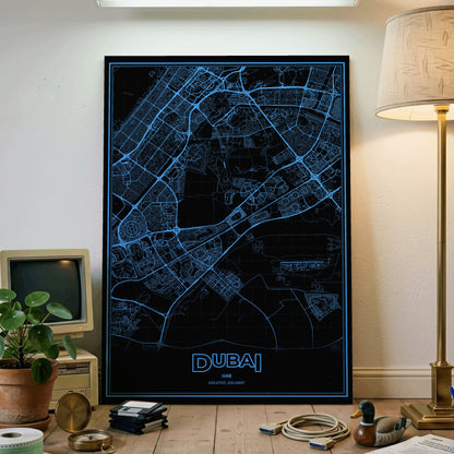 Dubai Phosphor Map Poster - IBM Blue