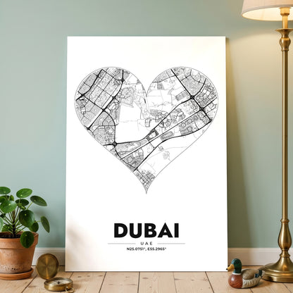 Dubai Heart Map Poster