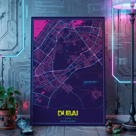 Dubai Cyberpunk Map Poster