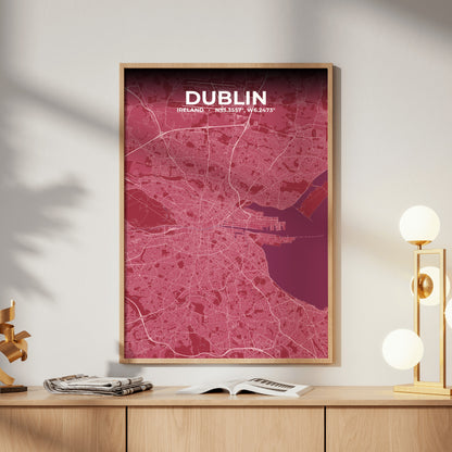 Dublin Scarlet Map Poster