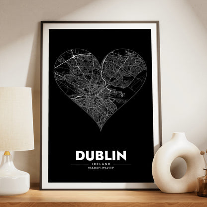 Dublin Heart Map Poster