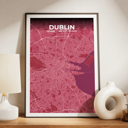 Dublin Scarlet Map Poster
